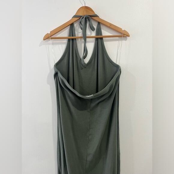 GAP ribbed halter midi dress in vintage palm XXL - Picture 10 of 12